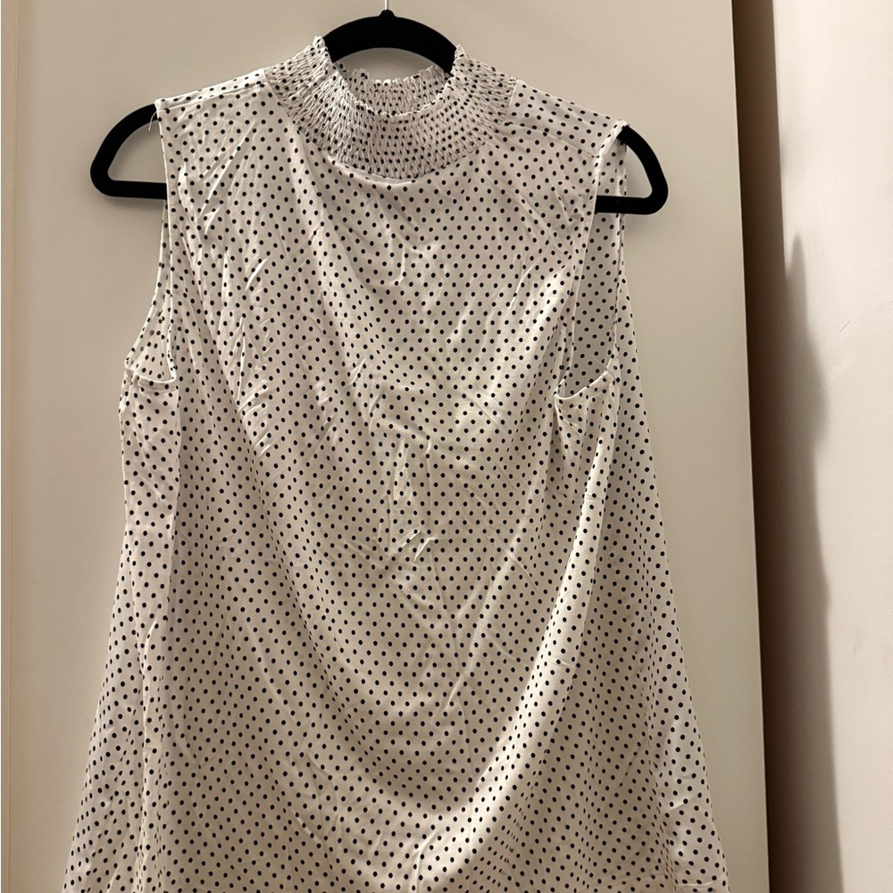 Ann Taylor Dot Ruffle Shell Top Size L